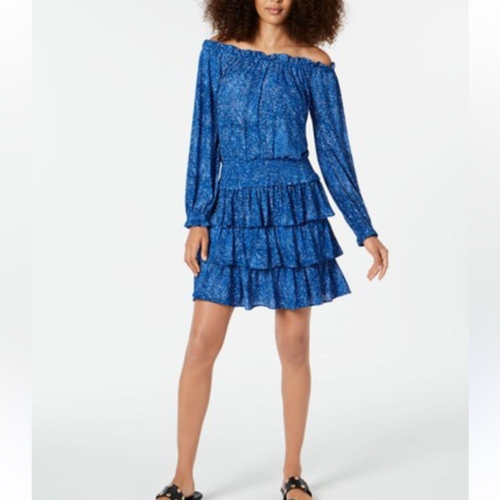 Michael Kors Off-Shoulder Blue Dress